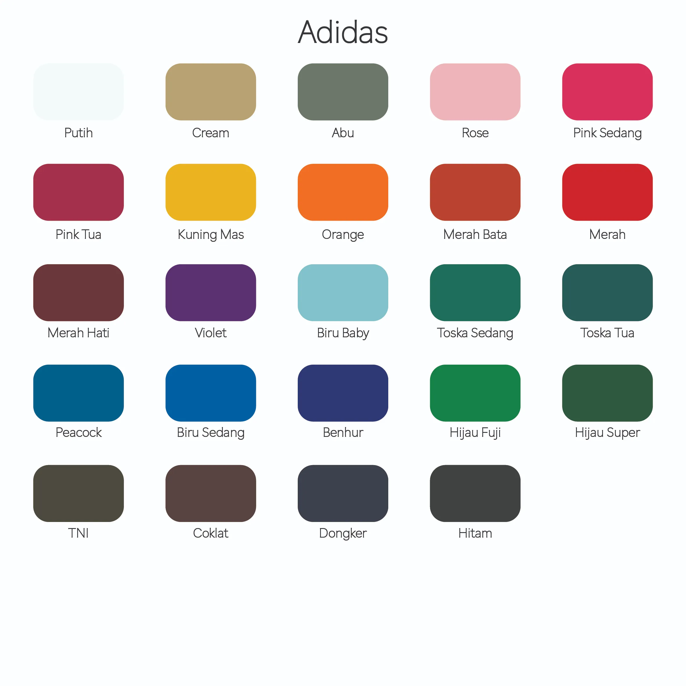 Katalog warna kain adidas dry fit